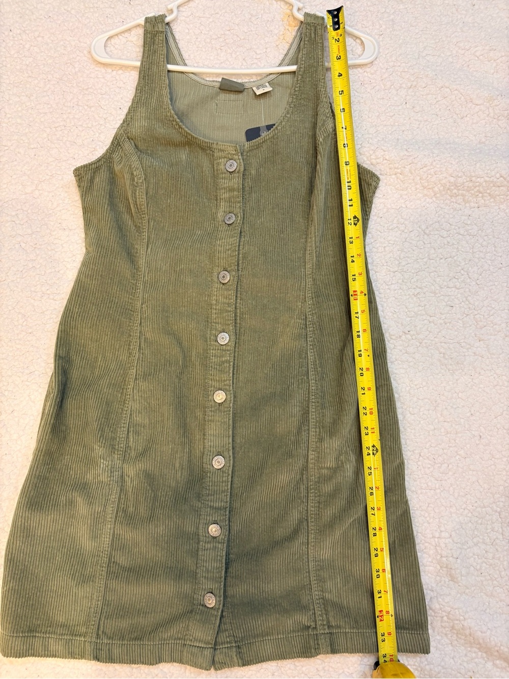 Levi's Olive Green Corduroy Button-Front Mini Dress